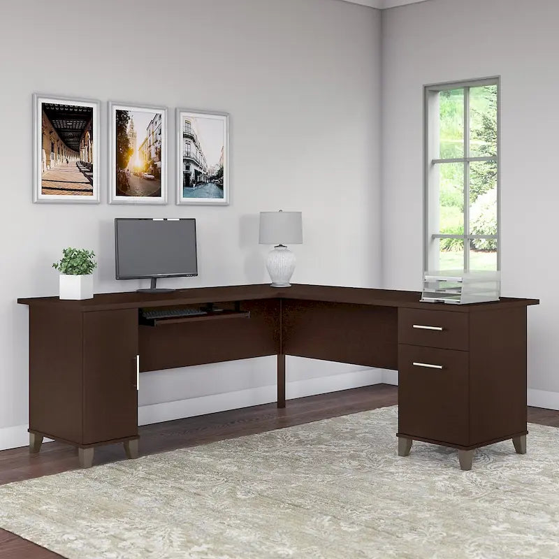 Bureau d'angle en L de 183 cm avec rangement