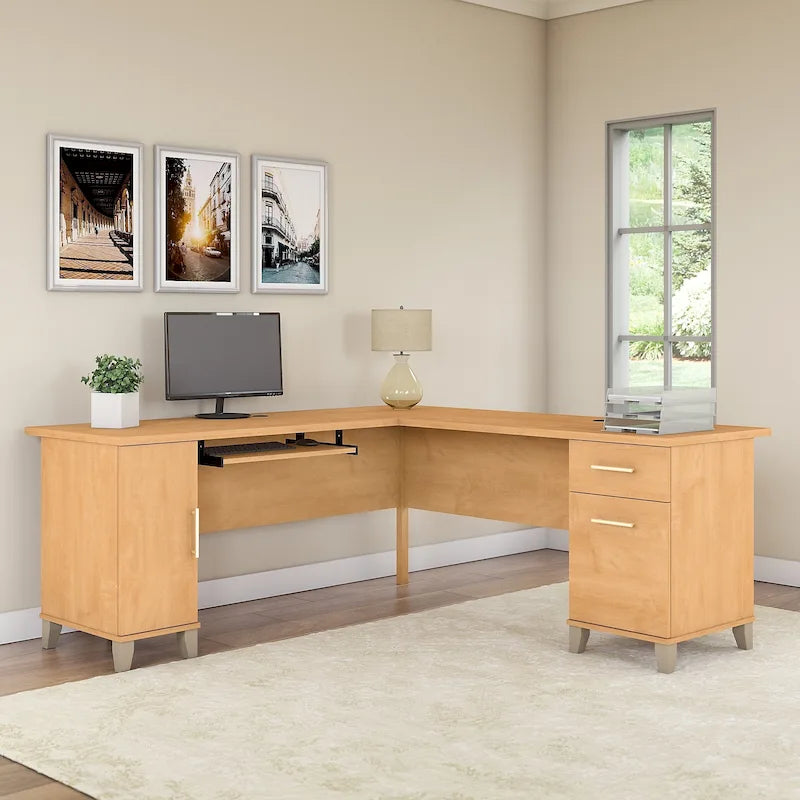 Bureau d'angle en L de 183 cm avec rangement