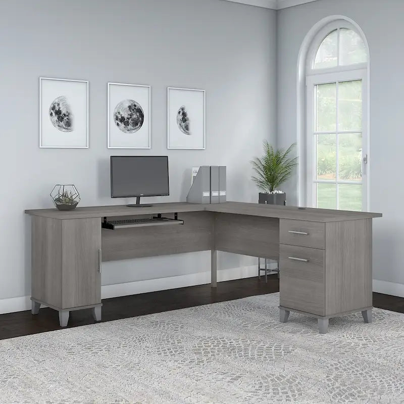 Bureau d'angle en L de 183 cm avec rangement