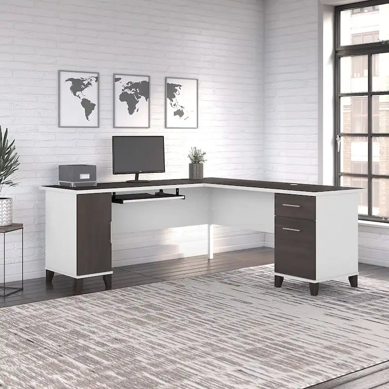 Bureau d'angle en L de 183 cm avec rangement