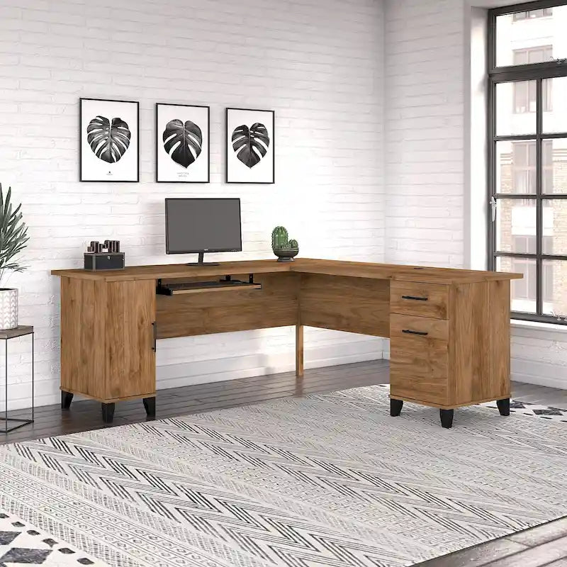 Bureau d'angle en L de 183 cm avec rangement