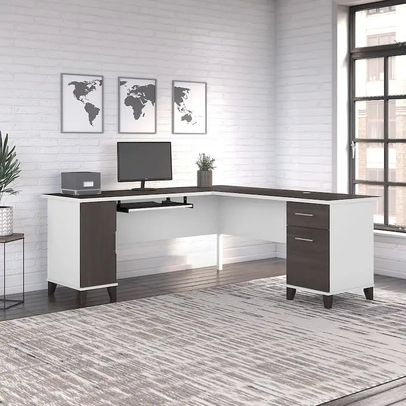 Bureau d'angle en L de 183 cm avec rangement