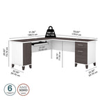 Bureau d'angle en L de 183 cm avec rangement