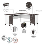 Bureau d'angle en L de 183 cm avec rangement