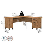 Bureau d'angle en L de 183 cm avec rangement
