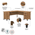 Bureau d'angle en L de 183 cm avec rangement