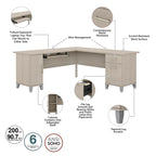 Bureau d'angle en L de 183 cm avec rangement