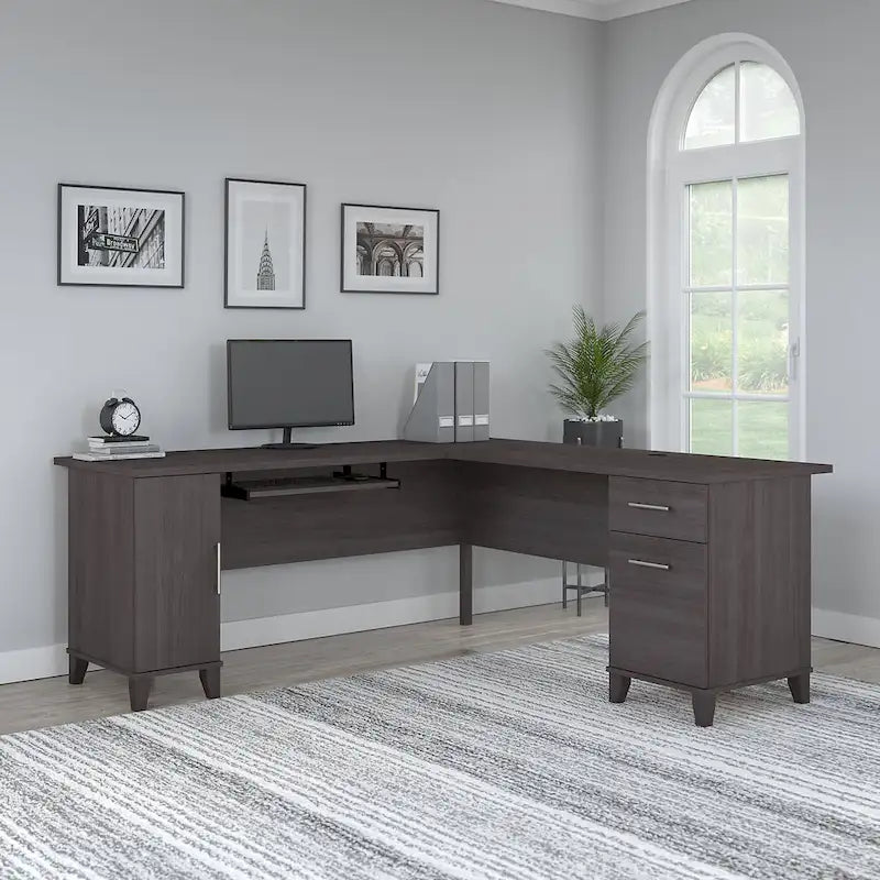 Bureau d'angle en L de 183 cm avec rangement