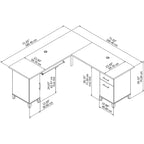 Bureau d'angle en L de 183 cm avec rangement