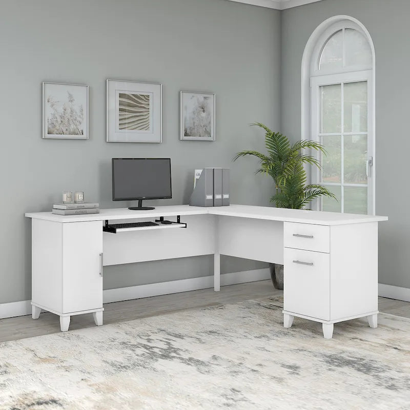 Bureau d'angle en L de 183 cm avec rangement