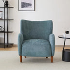 Fauteuil club capitonné avec velours moelleux et pieds en bois massif