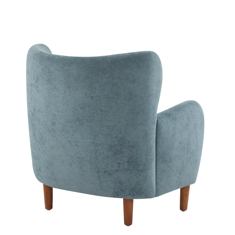 Fauteuil club capitonné avec velours moelleux et pieds en bois massif