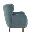 Fauteuil club capitonné avec velours moelleux et pieds en bois massif