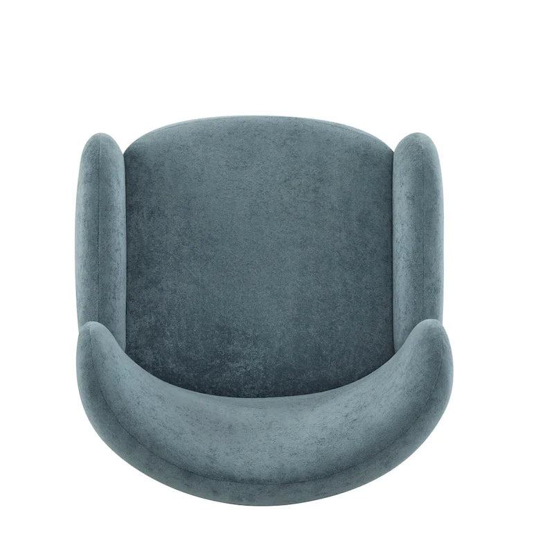 Fauteuil club capitonné avec velours moelleux et pieds en bois massif