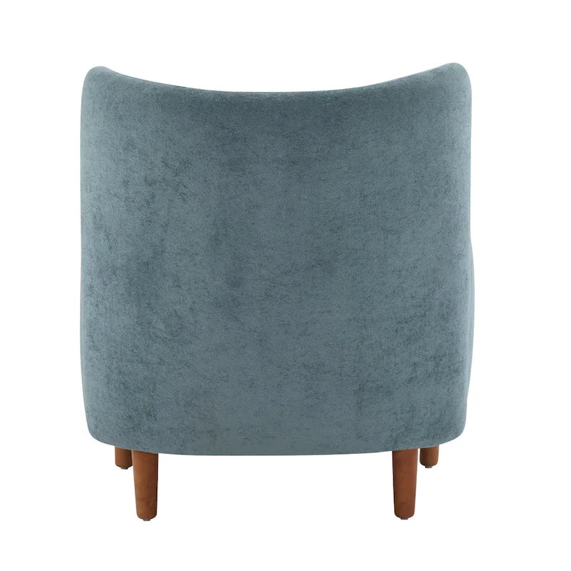 Fauteuil club capitonné avec velours moelleux et pieds en bois massif