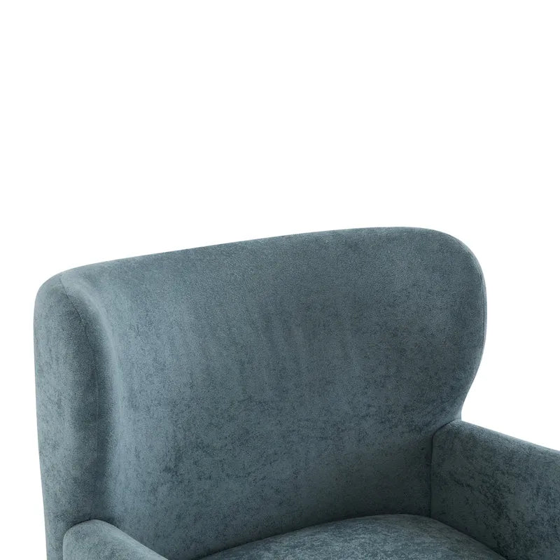 Fauteuil club capitonné avec velours moelleux et pieds en bois massif