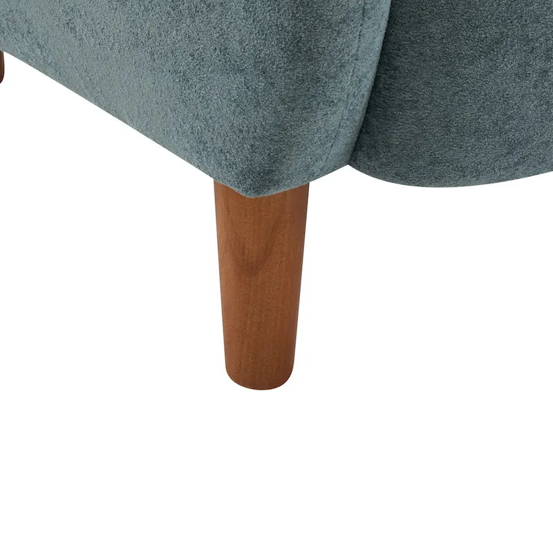 Fauteuil club capitonné avec velours moelleux et pieds en bois massif