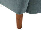 Fauteuil club capitonné avec velours moelleux et pieds en bois massif