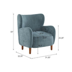 Fauteuil club capitonné avec velours moelleux et pieds en bois massif