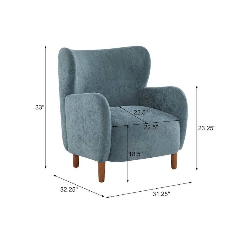 Fauteuil club capitonné avec velours moelleux et pieds en bois massif