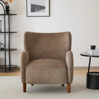 Fauteuil club capitonné avec velours moelleux et pieds en bois massif