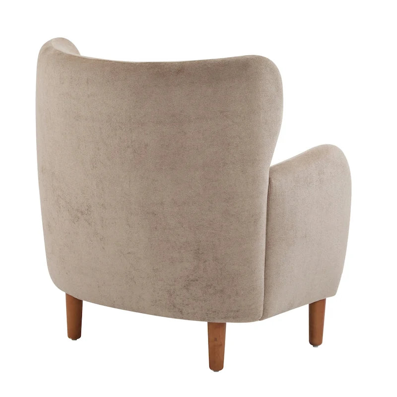 Fauteuil club capitonné avec velours moelleux et pieds en bois massif