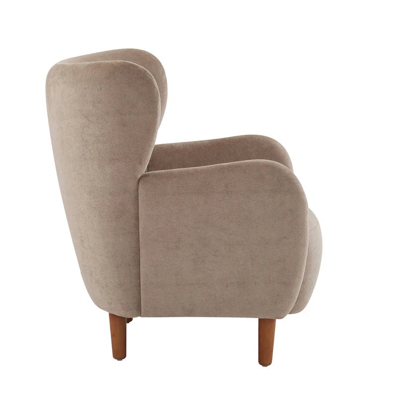 Fauteuil club capitonné avec velours moelleux et pieds en bois massif