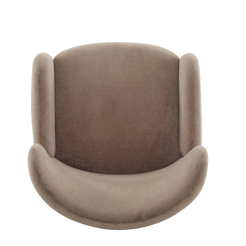 Fauteuil club capitonné avec velours moelleux et pieds en bois massif