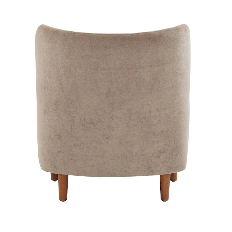 Fauteuil club capitonné avec velours moelleux et pieds en bois massif