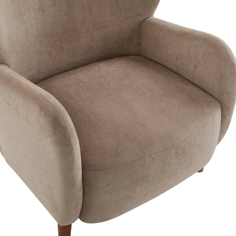 Fauteuil club capitonné avec velours moelleux et pieds en bois massif