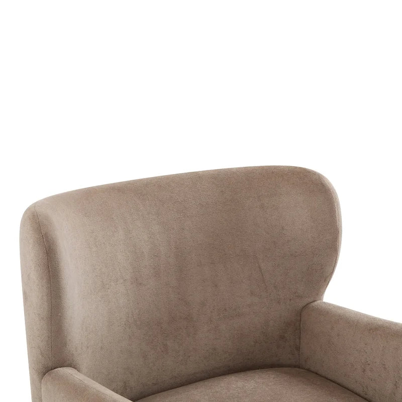Fauteuil club capitonné avec velours moelleux et pieds en bois massif