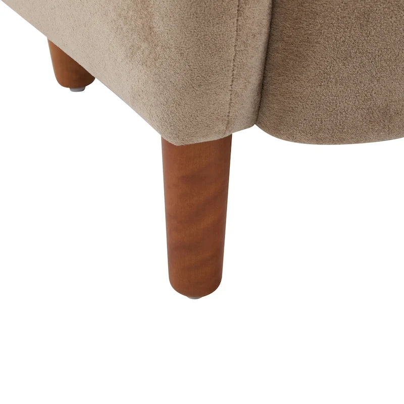 Fauteuil club capitonné avec velours moelleux et pieds en bois massif