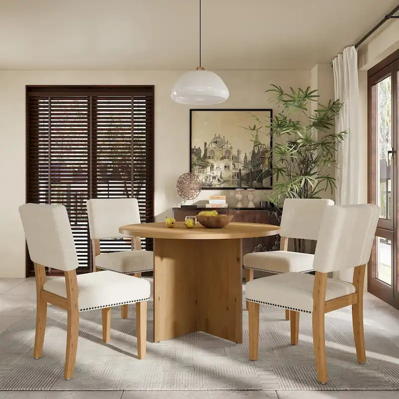 Ensemble de salle à manger moderne de 5 pièces (avec piédestal et chaises rembourrées)