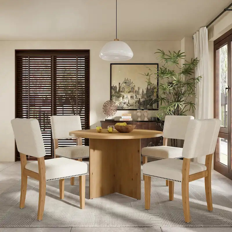Ensemble de salle à manger moderne de 5 pièces (avec piédestal et chaises rembourrées)