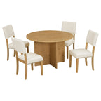 Ensemble de salle à manger moderne de 5 pièces (avec piédestal et chaises rembourrées)