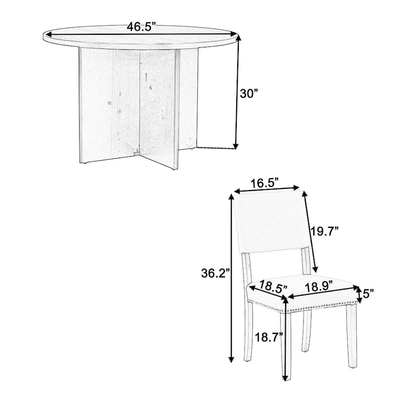 Ensemble de salle à manger moderne de 5 pièces (avec piédestal et chaises rembourrées)