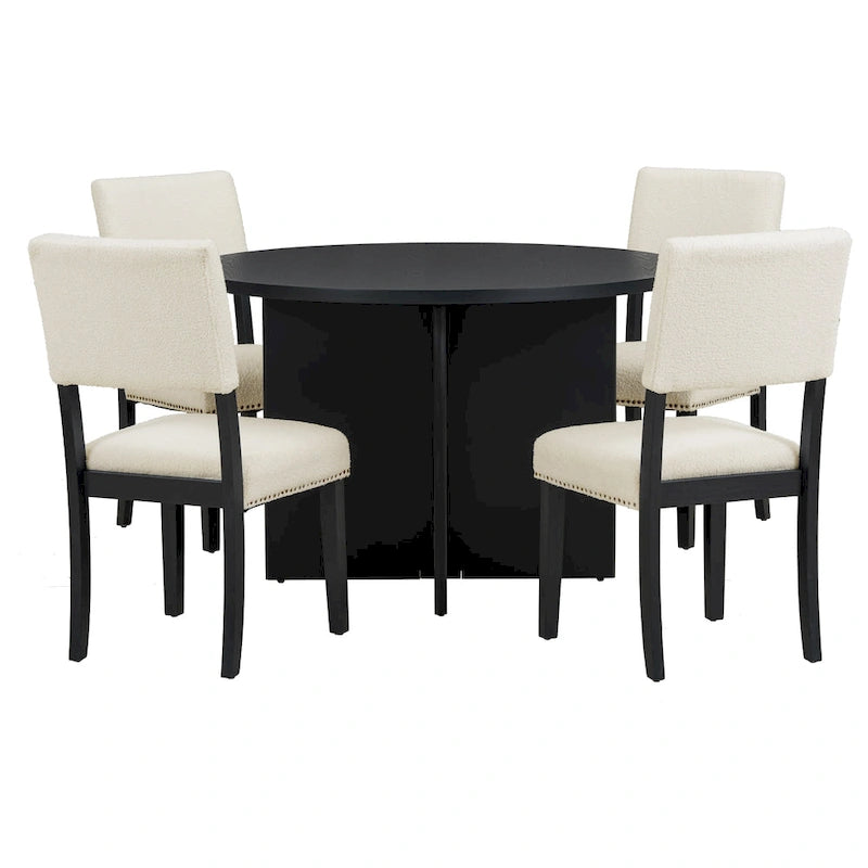 Ensemble de salle à manger moderne de 5 pièces (avec piédestal et chaises rembourrées)