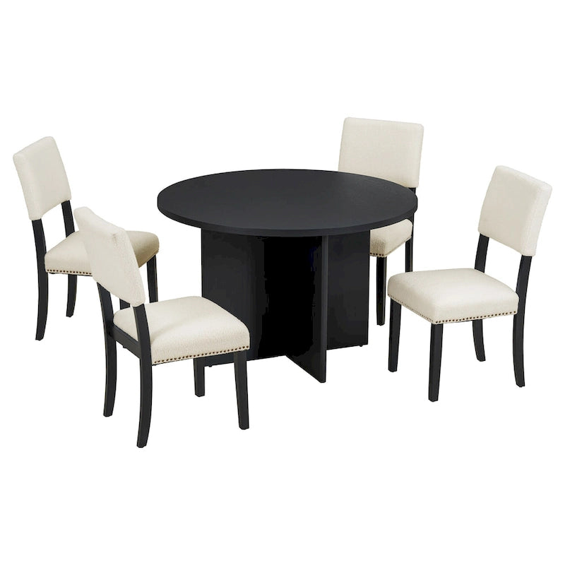 Ensemble de salle à manger moderne de 5 pièces (avec piédestal et chaises rembourrées)