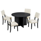 Ensemble de salle à manger moderne de 5 pièces (avec piédestal et chaises rembourrées)