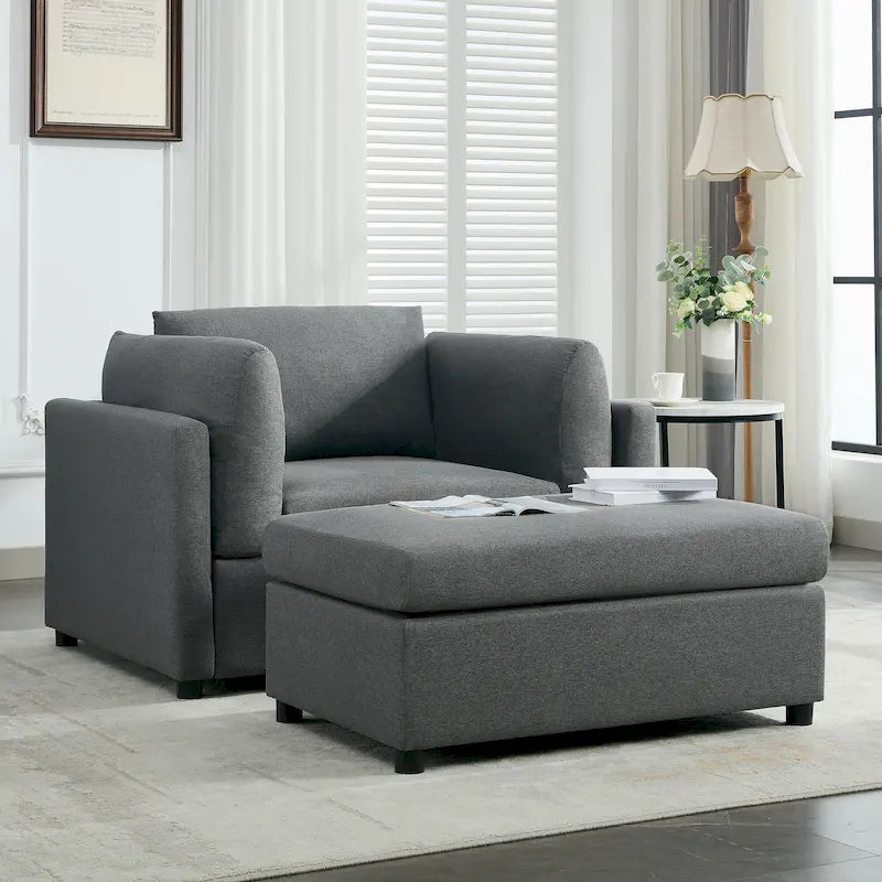 50 fauteuils surdimensionnés avec pouf, chaise d'appoint moderne, support lombaire, canapé de lecture pour chambre à coucher