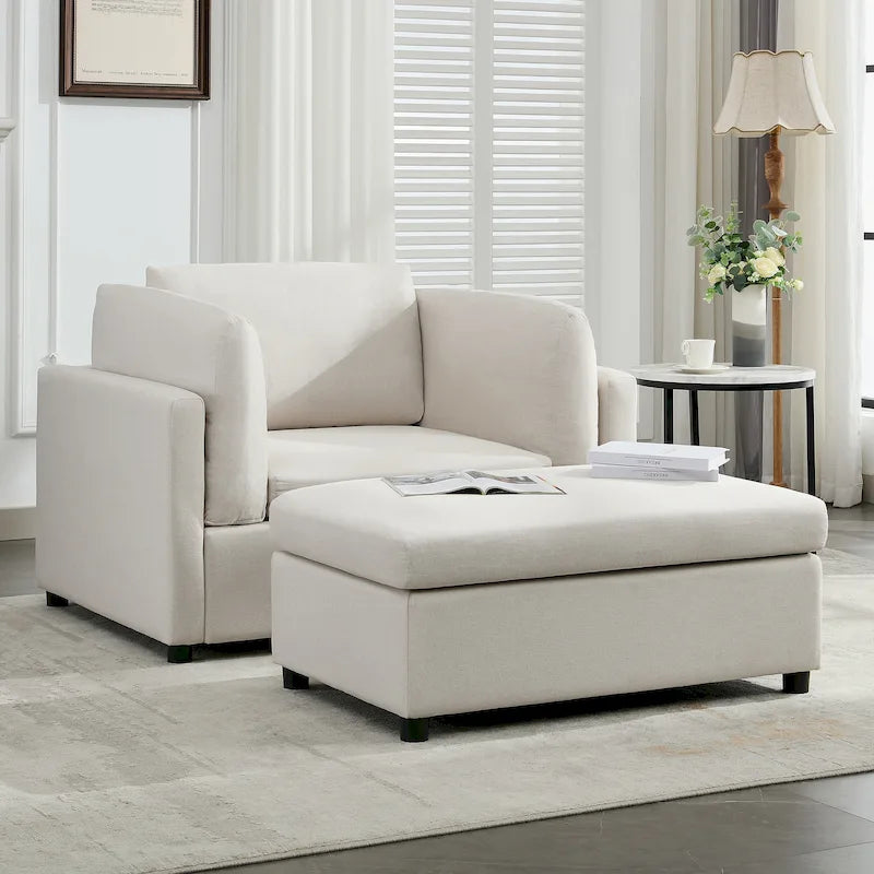 50 fauteuils surdimensionnés avec pouf, chaise d'appoint moderne, support lombaire, canapé de lecture pour chambre à coucher