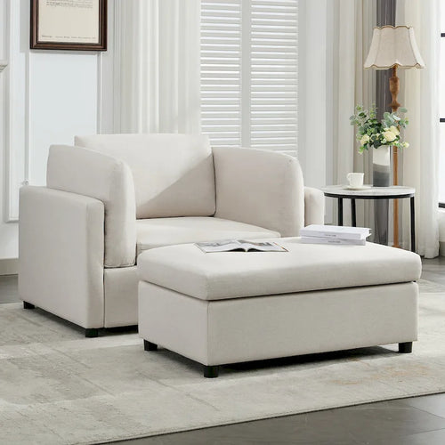 50 fauteuils surdimensionnés avec pouf, chaise d'appoint moderne, support lombaire, canapé de lecture pour chambre à coucher