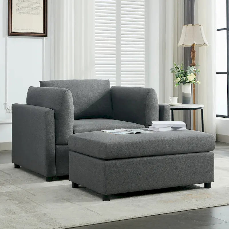 50 fauteuils surdimensionnés avec pouf, chaise d'appoint moderne, support lombaire, canapé de lecture pour chambre à coucher
