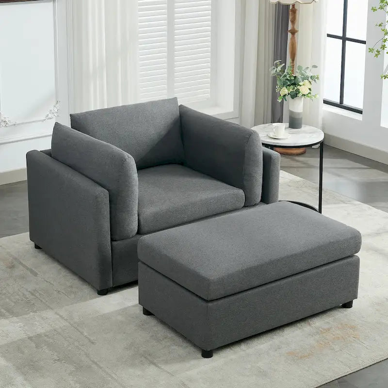 50 fauteuils surdimensionnés avec pouf, chaise d'appoint moderne, support lombaire, canapé de lecture pour chambre à coucher