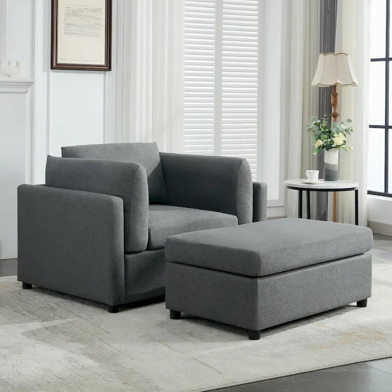 50 fauteuils surdimensionnés avec pouf, chaise d'appoint moderne, support lombaire, canapé de lecture pour chambre à coucher