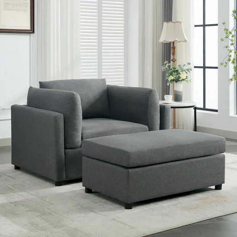 50 fauteuils surdimensionnés avec pouf, chaise d'appoint moderne, support lombaire, canapé de lecture pour chambre à coucher