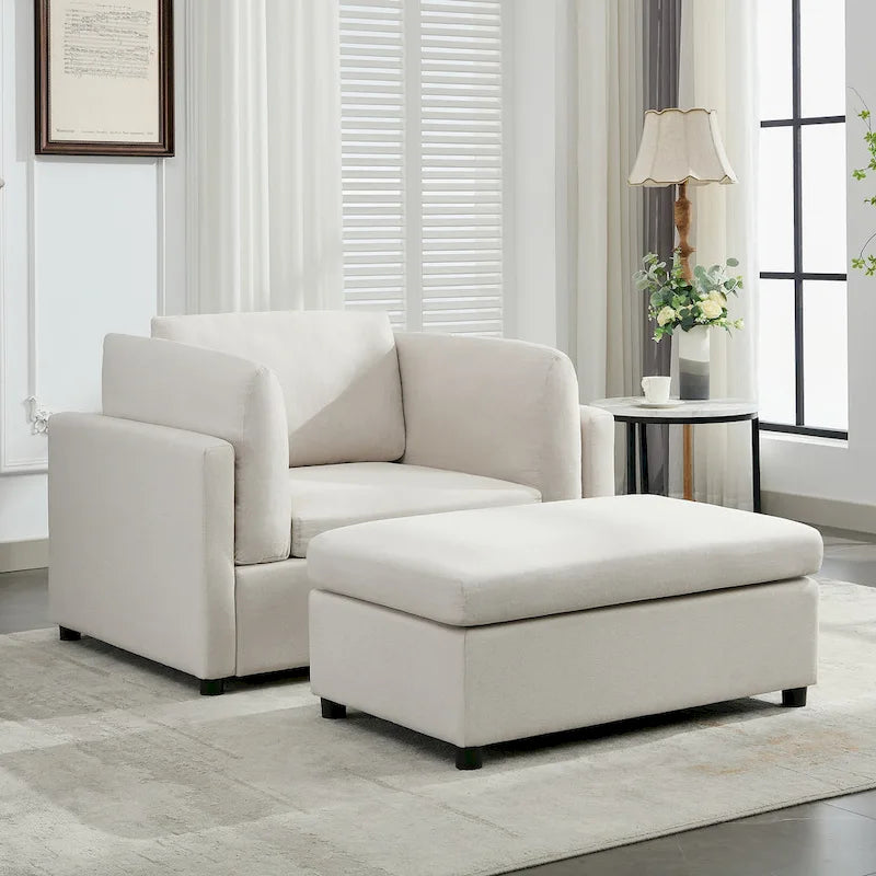 50 fauteuils surdimensionnés avec pouf, chaise d'appoint moderne, support lombaire, canapé de lecture pour chambre à coucher