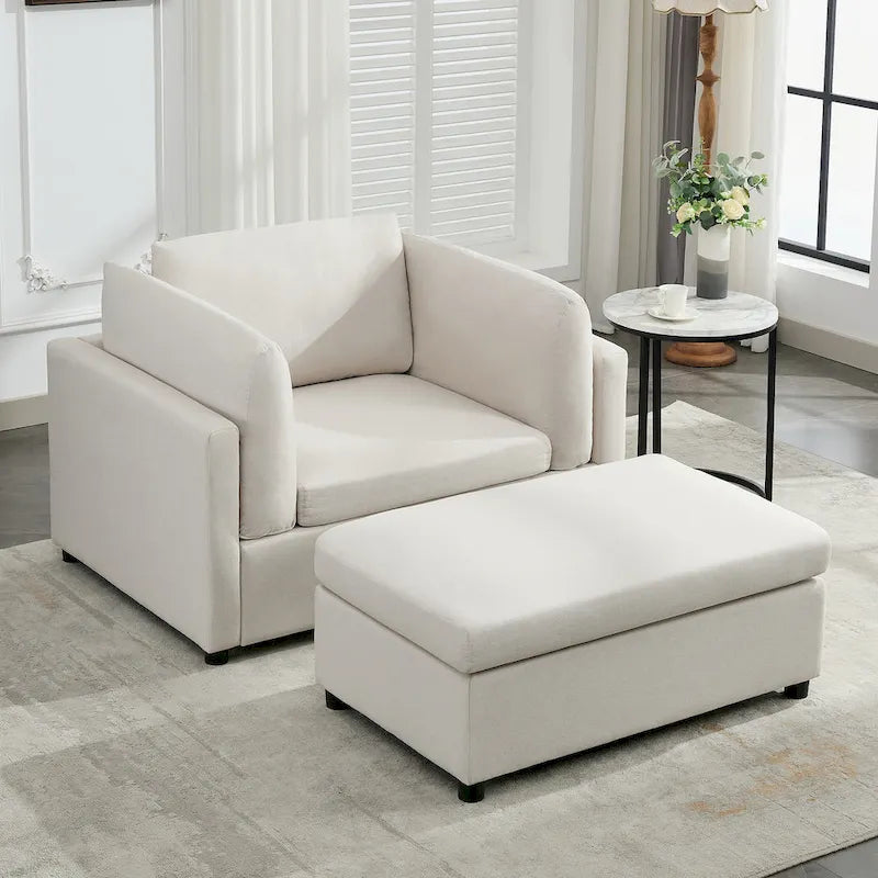 50 fauteuils surdimensionnés avec pouf, chaise d'appoint moderne, support lombaire, canapé de lecture pour chambre à coucher