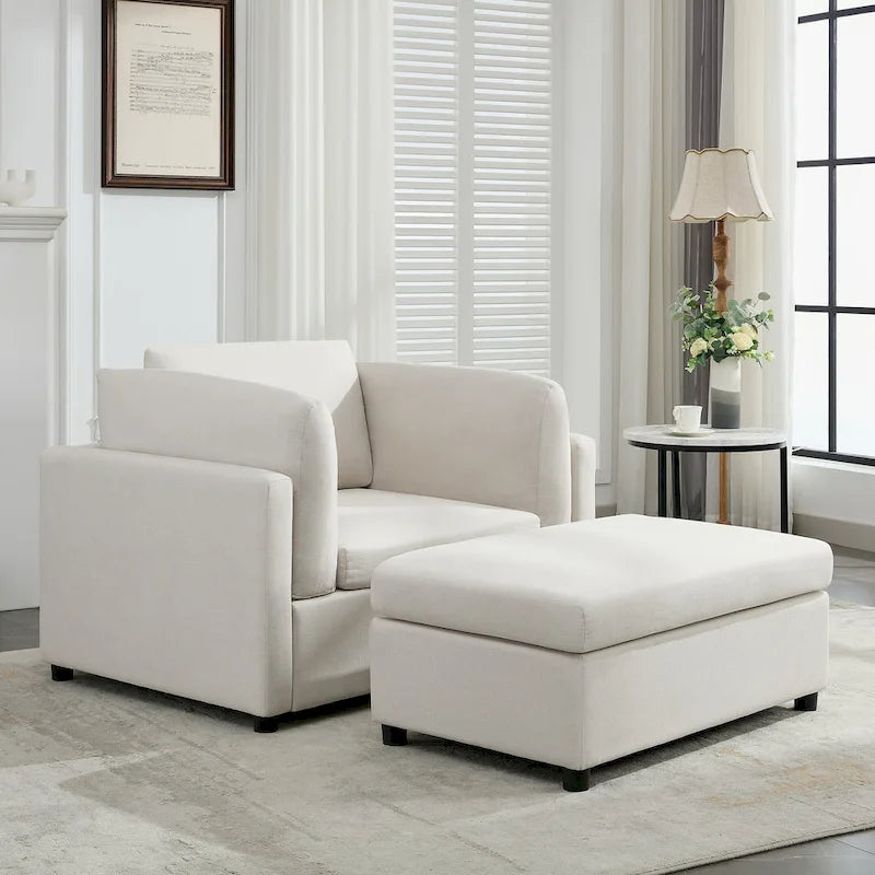 50 fauteuils surdimensionnés avec pouf, chaise d'appoint moderne, support lombaire, canapé de lecture pour chambre à coucher