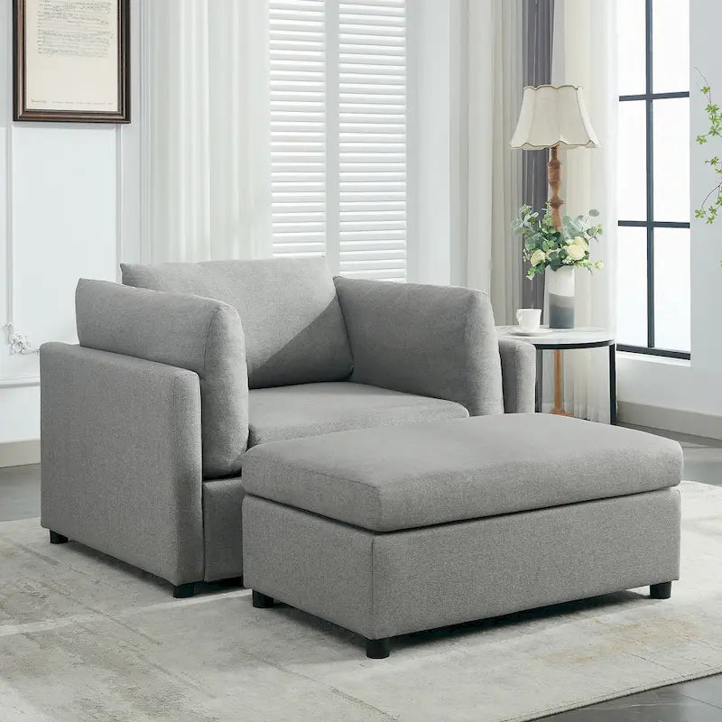 50 fauteuils surdimensionnés avec pouf, chaise d'appoint moderne, support lombaire, canapé de lecture pour chambre à coucher